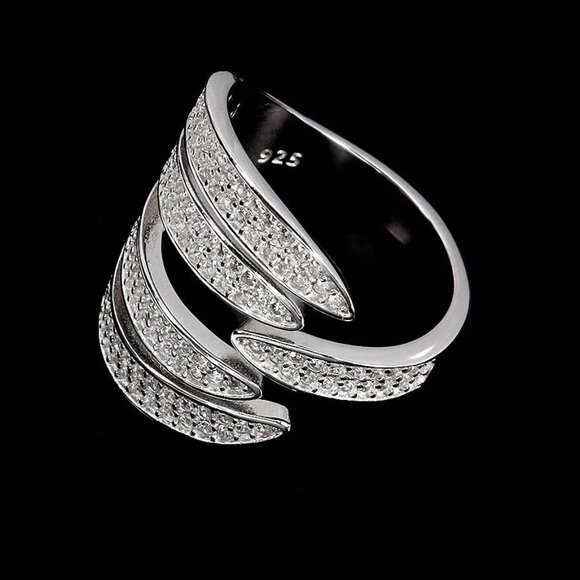 Sterling Silver Sparkling CZ Interlaced Claw Ring Size 7 - Picture 13 of 17